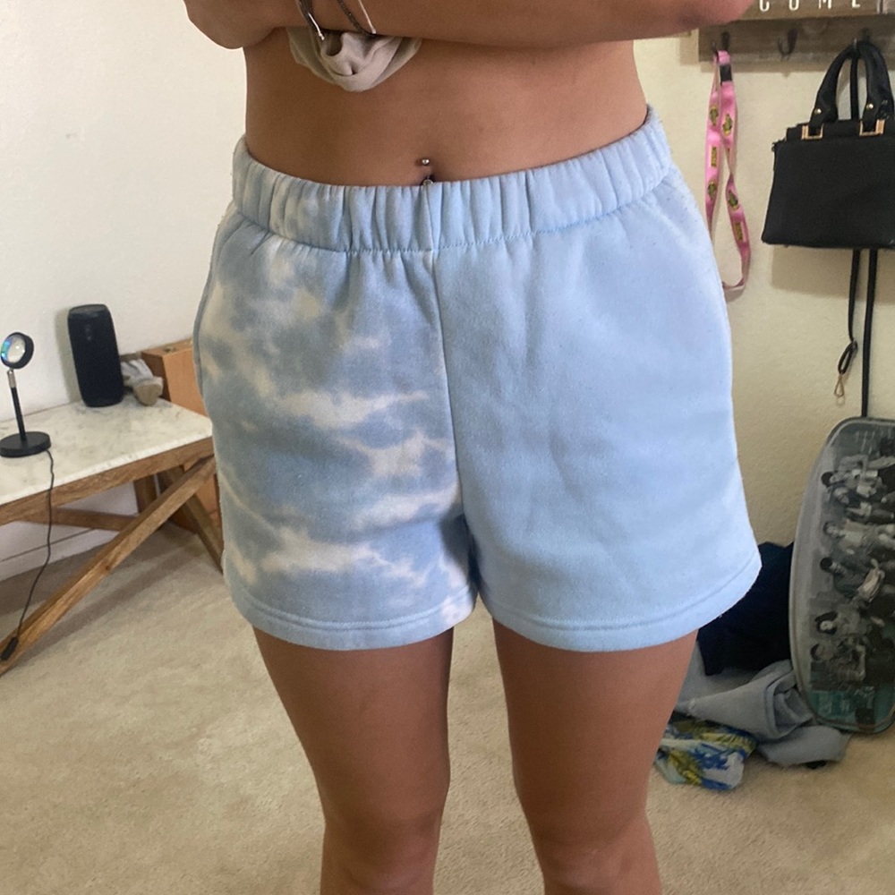 half cloud blue shorts
